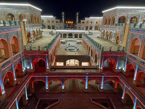 گزارش تصویری از اتمام طرح نورپردازی صحن حضرت زهرا (س)